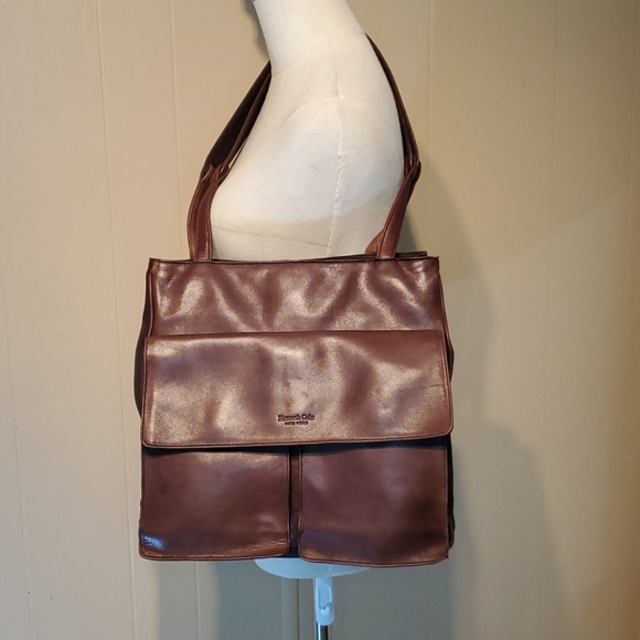 Kenneth Cole Brown Cowhide & Nylon Bag - Picture 1 of 8